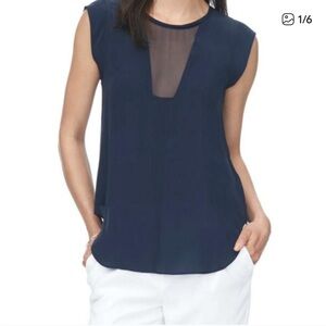 Rebecca Taylor Midnight Blue Silk Sleeveless Blouse